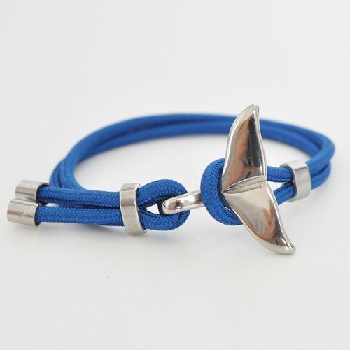 Surf Armband Delphin Edelstahl Polyesterkordel handgefertigt! Länge verstellbar - Bild 3 von 6