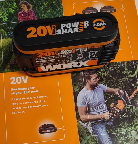 Batteria Litio Worx 20 Volt 2.0 Ah - WA3551.1 con indicatore carica - Foto 4 di 5