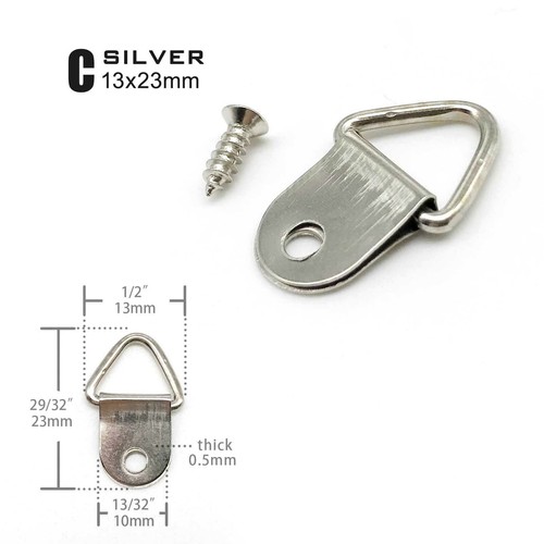 25/100pc Triangle D-ring Picture Photo Oil Painting Frame Wall Hook Hanger Screw - Picture 4 of 17
