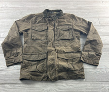 J Crew Brown Waxed Cotton Barn Chore Utility Jacket Size Small Corduroy Collar