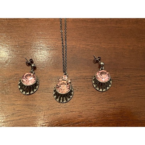 Princess Diana Collection Modeschmuck Halskette Ohrringe Rosa Kunstdiamant - Bild 2 von 9