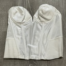 Vintage Flattering Me Corset Brasselette Sz 34D White Bra Support Hook Closure