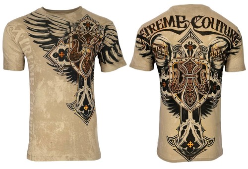 Camiseta para hombre Xtreme Couture by Affliction LOCKDOWN motociclista cruz S-5XL - Imagen 2 de 8