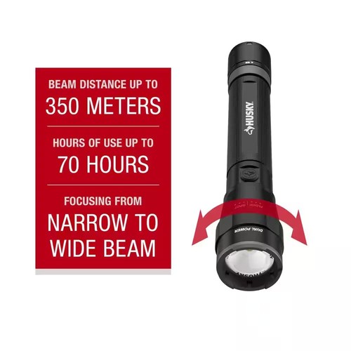 Husky 5000 Lumen Dual Power LED Fokussierung Taschenlampe Akku - Bild 5 von 10