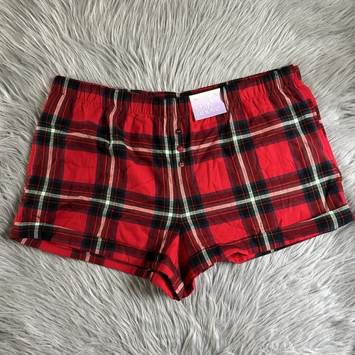 Stars Above Red Plaid Pajama Shorts Womens Size XXL Flannel Pajamas Pjs