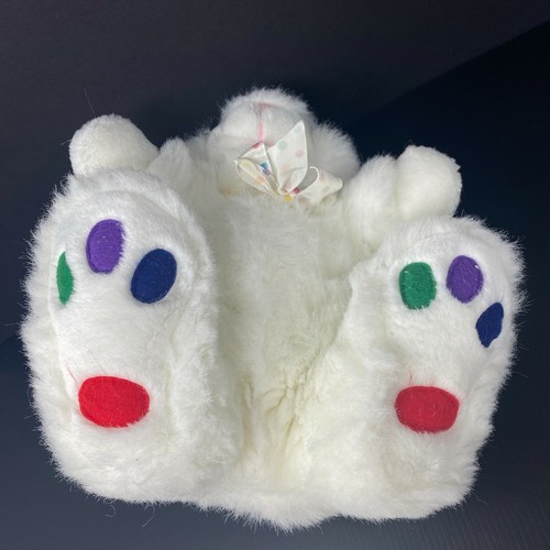 Fluffyville Blanco Conejo Peluche Pata Estampado Arco a Lunares 12" Peluche - Imagen 3 de 6
