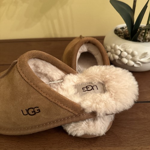 UGG nuova con scatola pantofole scruff perle foderate in shearling castagno donna US 5 EU 36 - Foto 4 di 12