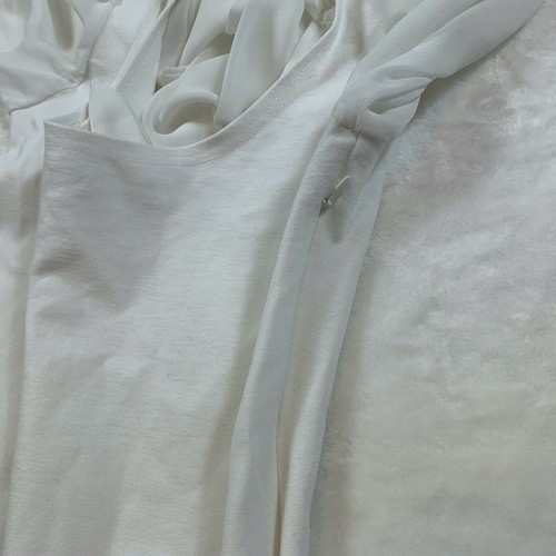 Alythea Size M White Top Side Zip Off Shoulder Shoulder Tie Peasant Sleeve EUC - Picture 5 of 9