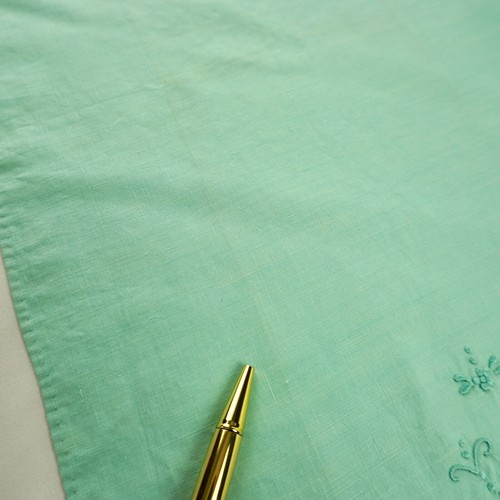 Vintage ca. 1940er-1950er Jahre bestickt Baumwolle Kommode Schal Aqua Blumen Tablett Liner 17 x 11 - Bild 6 von 10