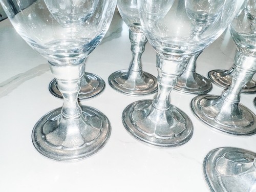 9 lot 95% Pewter Stemmed Metal Goblet Water Wine Glasses 12 oz. - Picture 4 of 14