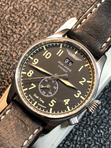 Iron Annie Cockpit Dual Time Watch Made In Germany Swiss Movement New Battery - Picture 15 of 24
