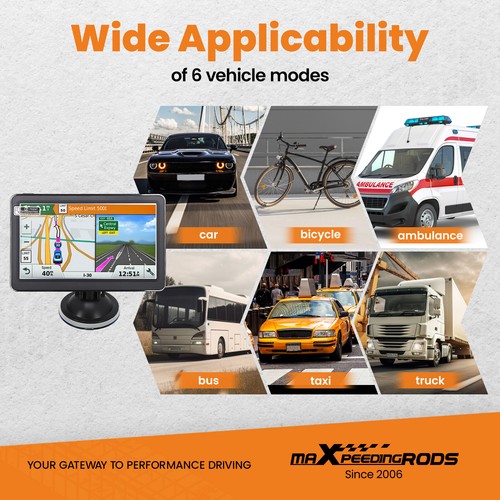 Gps Navigation for Truck Car Touch Screen Free Maps 7" w/ Spoken Direction - Picture 3 of 12
