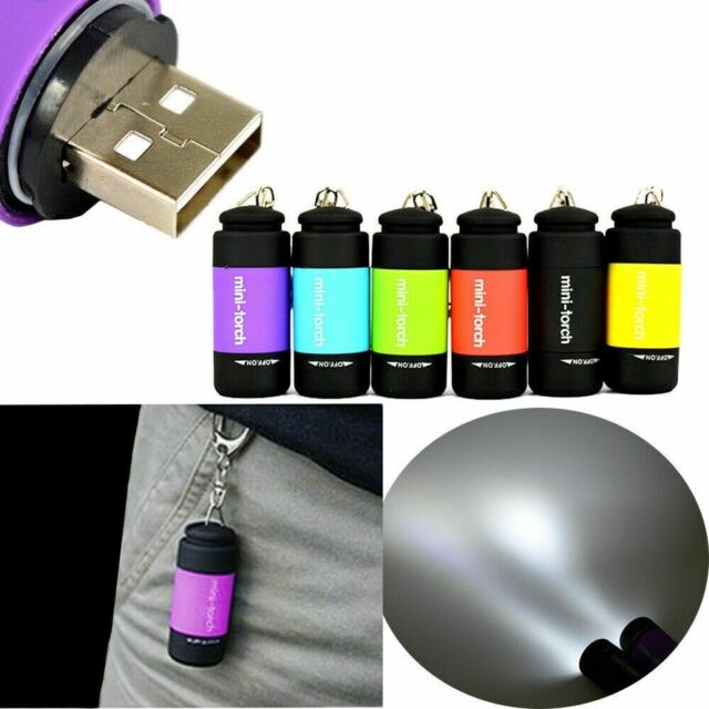 Rechargeable USB LED Light Flashlight Lamp Mini Torch Pocket Keychain Waterproof