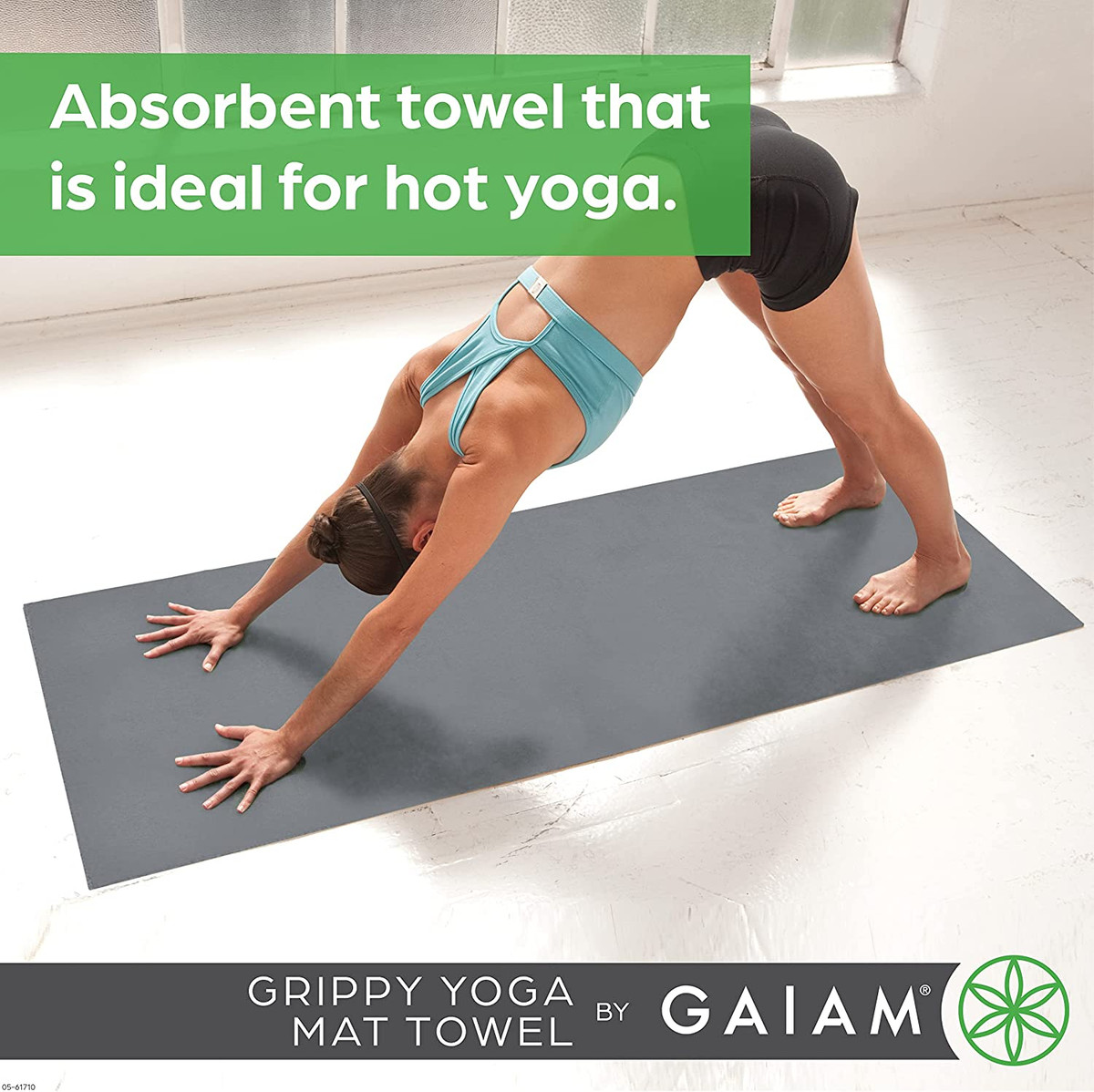 Gaiam Grippy Non Slip Yoga Mat Towel - Fast Drying Towel - Ideal for Hot  Yoga 