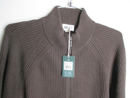 Tentree Men's M Highline Zip Sweater Dark Oak Brown mock Turtleneck Organic - Picture 2 of 10