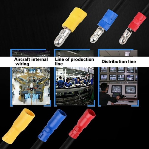 100Pcs Electric Female & Male Crimp Connector Bullet Terminal Insulated 22-10AWG - Picture 7 of 8