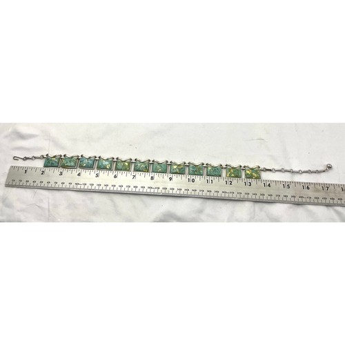 VTG Coro Thermoset Necklace Choker 17" Turquoise & Gold Confetti Silver Tone 50s - Picture 6 of 16