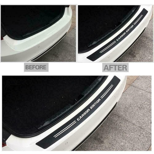 1x 39.4" Carbon Fiber Black Pattern Rear Trunk Bumper Guard Decal Sticker Trim - Picture 6 of 12