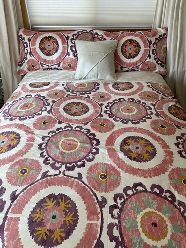 Threshold Duvet Sham Set King Suzani Cotton Sateen Boho Ivory Plum Mustard - Picture 14 of 23
