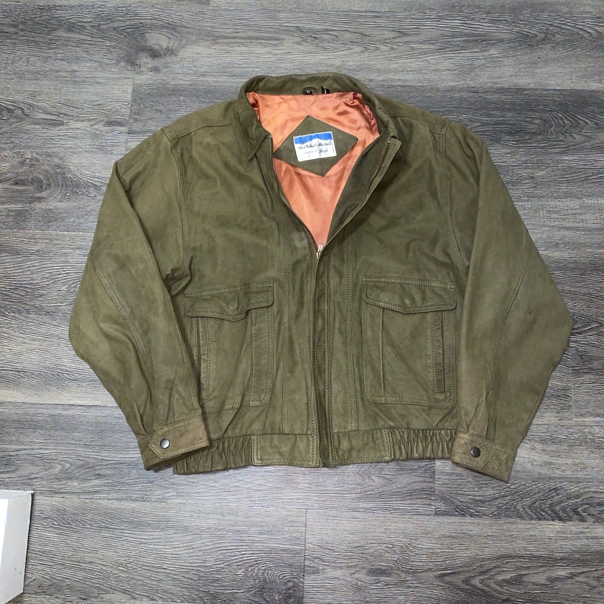 80's 90's Silverridge レトロ ヴィンテージ ブルゾン 日本 Vintage Green Leather Coat Men's 42 Large Leather Bomber