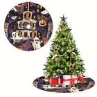 Happy Halloween Castle Tree Skirt, 60in Round Trees Mat, Holiday Home Decoration