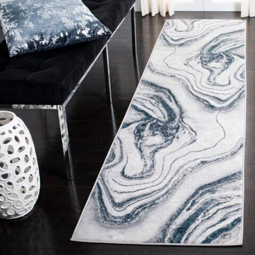 Contemporary Modern Abstract Gray Blue Polyester Area Rug **FREE SHIPPING** - Picture 20 of 25