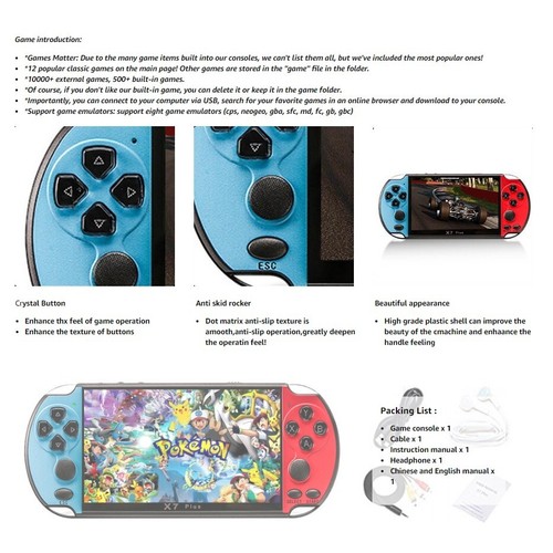 X7 Plus 5.1" Dual Joystick Portable Handheld Game Console Built-in 10000+ Games - Bild 5 von 9