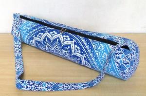 New-Indian-Handmade-Blue-Ombre-Mandala-Yoga-Mat-Carrier-Bag-With-Shoulder-Strap