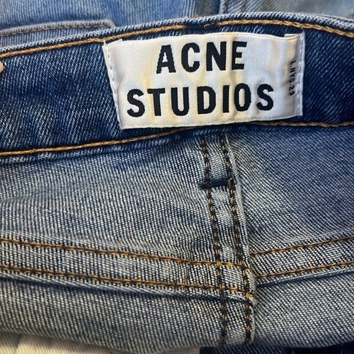 Jeans skinny elasticizzato ACNE Studios Skin 5 usato blu firmato gamba ritagliata - Foto 11 di 14