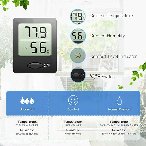 USA Thermometer Innen Digital LCD Hygrometer Temperatur Luftfeuchtigkeit Messgerät Uhr - Bild 5 von 12