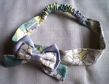 Girls Gymboree Flowered Cloth Headband w/Bow Light Blues, White