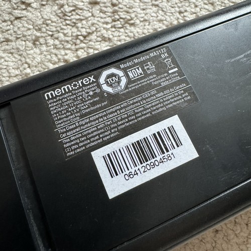 Haut-parleur de voyage ultra portable Memorex MA3122 pour iPod et iPhone non testé - Photo 5 sur 12