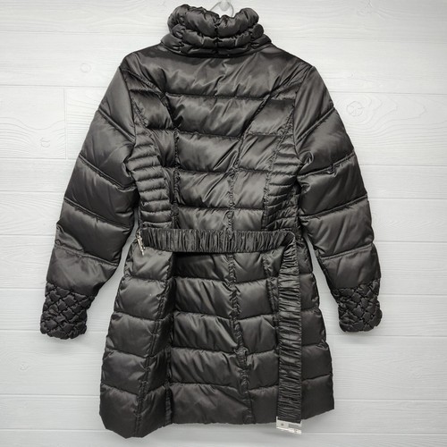 Betsy Johnson Black Puffer Jacket Coat Womens Size L Distressed - Picture 2 of 12
