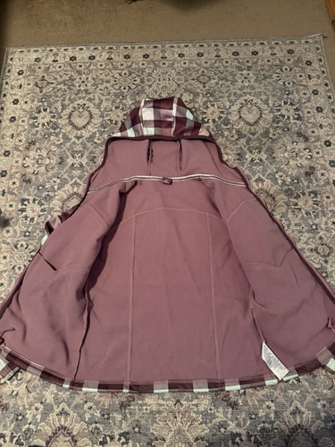 Burton Ski Snowboard Womens Hoodie Plaid Checkered Zip Pockets Fleece Size L - Picture 3 of 5