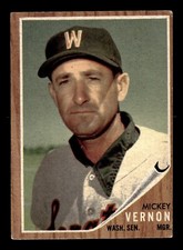 Mickey Vernon 1962 Topps #152b Green Tint Senators Gd-Vg