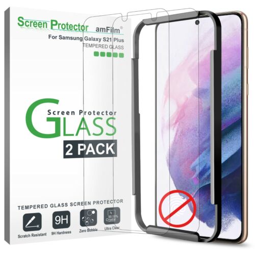 amFilm (2 PK) Tempered Glass Screen Protector for Samsung Galaxy S21 Plus (6.7") - Afbeelding 1 van 6