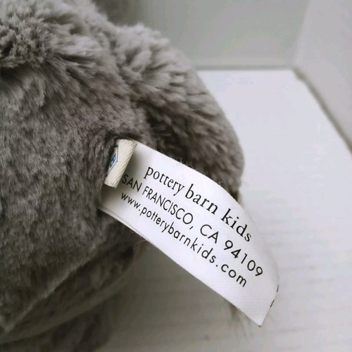 Pottery Barn Kids Gray Elephant Plush White Bow Stuffed Animal Toy PBK 17 Inches - Picture 4 of 5
