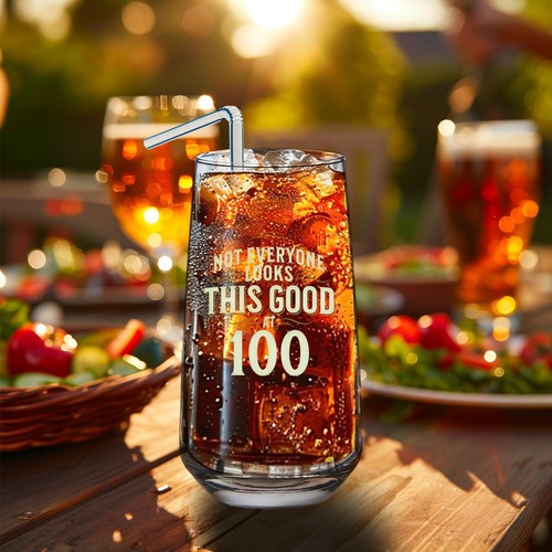 100th Birthday Gift Glass Mug Hiball Age 100 Years Funny Present Keepsake 480ml - Picture 4 of 9