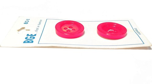 Vintage Bright Red Buttons 7/8 Inch Lucite Acrylic BGE Style No. R 9049 Set of 2 - Picture 4 of 5