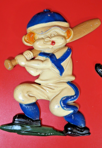 SEXTON Vintage Baseball Boys Lot of 2 Metal Plaques Wall Hanging Decor - Picture 2 of 11