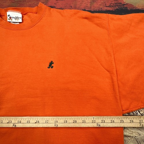 Sudadera De Colección Disney Mickey Mouse Para Hombres XL Mini Logo Bordado Años 90 EE. UU. Naranja - Imagen 8 de 11