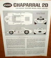 Cox Chaparral 2D Slot Car Racer 1/24 Assembly Instruction Sheet Only PHOTOCOPY
