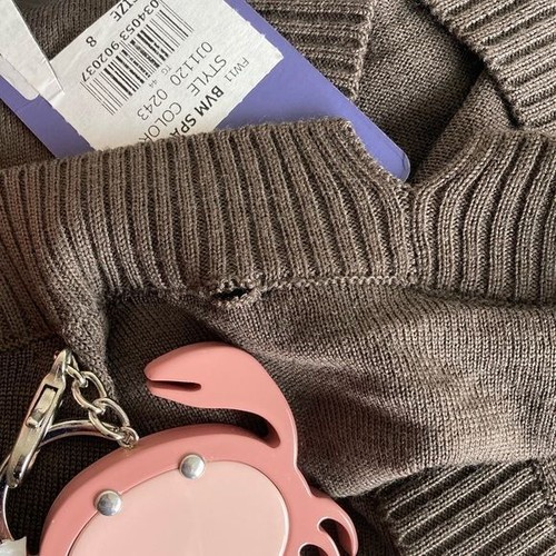 Les Copains blau braun 100 % Wolle Cardigan $ 490 Neu mit Etikett Größe 8 defekt - Bild 10 von 12