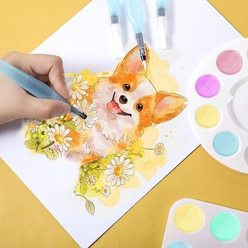 Watercolor Pens Set, Refillable Water Brush Painting, Assorted Tips Artists Kids - Picture 44 of 47