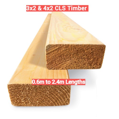 CLS Timber 3x2 4x2 - Studwork Timber Lengths 0.6m to 2.4m PACK DEALS - Afbeelding 1 van 2