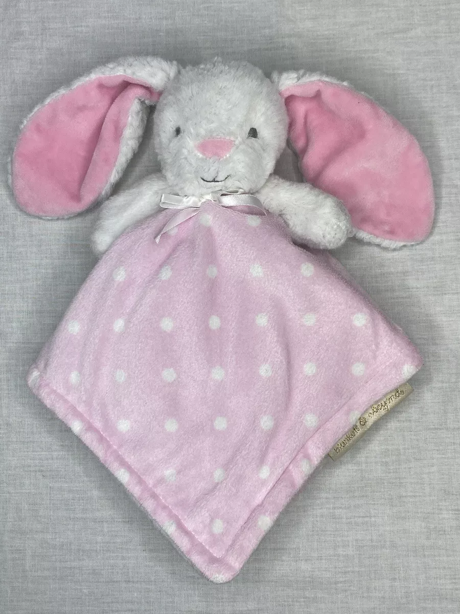 Blankets and Beyond Pink Bunny Rabbit Lovey White Polka Dot Security Blanket