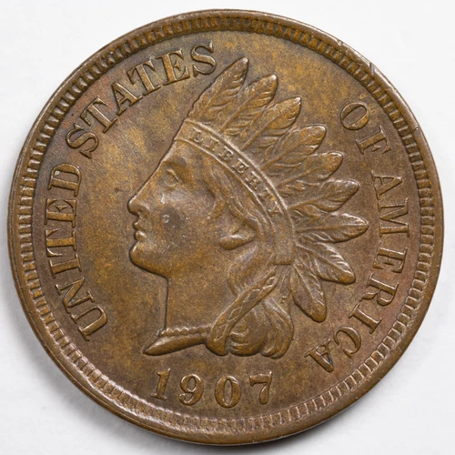 1907 Almost Uncirculated (AU) Indian Head Penny Cent