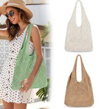 Women Crochet Knitted Bohemian Shoulder Bag Tote Handbag Shopping Bag Beach bags