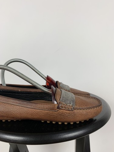 Women's Brunello Cucinelli Leather Monili Trim Loafers Mocassin Size 36 - Picture 13 of 23