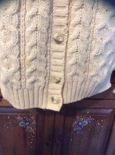 Cárdigan ST MICHAEL Vintage Crema Tejido con Cable Suéter Reino Unido Mujeres 14 EE. UU. Talla 12 - Imagen 5 de 7